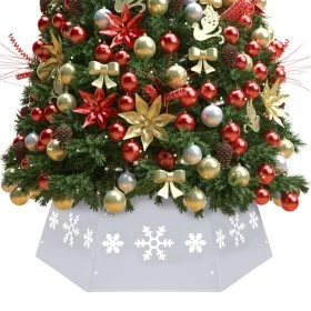 Silber-weißer Weihnachtsbaumrock Ø68x25 cm von vidaXL, Weihnachtsbaum-Fußsack - Ref: Foro24-331305, Preis: 21,28 €, Rabatt: %