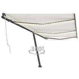 Toldo automático con LED sensor de viento crema 600x300 cm Toldo automático con LED sensor de viento crema 600x300 cm