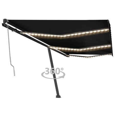 Toldo automático LED sensor de viento gris antracita 600x300 cm en Toldos | Comprar online en Foro24