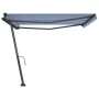 Toldo de pie manual retráctil azul y blanco 400x350 cm