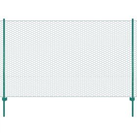 Valla de malla de alambre con postes de acero 25x2 m verde