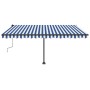 Toldo manual retráctil con LED azul y blanco 400x350 cm