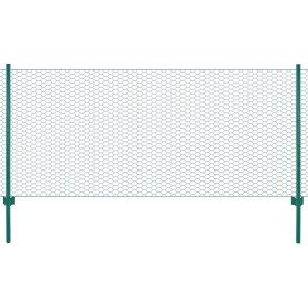 Valla de malla de alambre con postes de acero 25x0,75 m verde