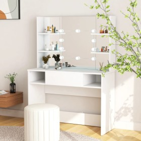 Makeup dressing table with LED lights white MDF 100x40x135 cm by vidaXL, Bedroom Dressers - Ref: Foro24-331538, Price: 202,47...