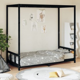 Estructura de cama para niños madera de pino negro 90x190 cm