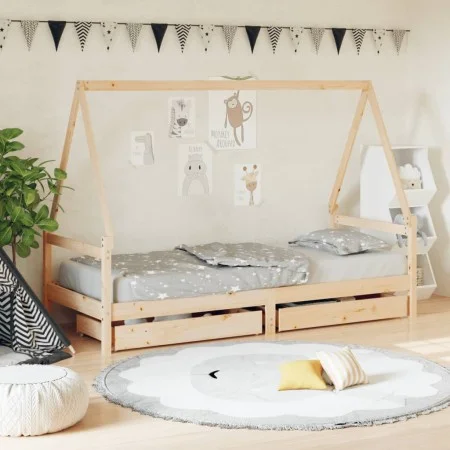 Estructura de cama para niños con cajones madera pino 80x200 cm de vidaXL, Cunas y camas para niños - Ref: Foro24-834465, Pre...