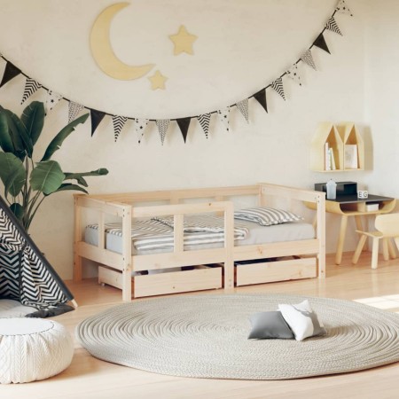 Children's bed frame with pine wood drawers 70x140 cm by vidaXL, Cribs and beds for children - Ref: Foro24-834411, Price: 101...