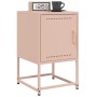 Mesita de noche de acero rosa 36x39x60,5 cm