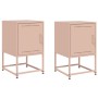 Mesitas de noche 2 unidades acero rosa 36x39x60,5 cm