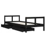Estructura de cama niños con cajones madera pino negro 80x200cm de vidaXL, Cunas y camas para niños - Ref: Foro24-834407, Pre...