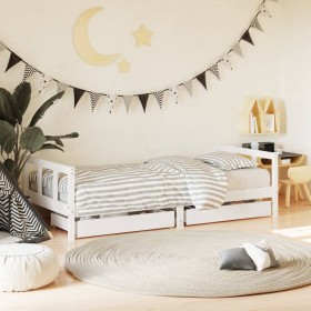 Estructura de cama infantil con cajones madera blanco 90x190 cm