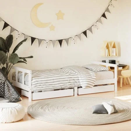 Estructura de cama infantil con cajones madera blanco 90x190 cm de vidaXL, Cunas y camas para niños - Ref: Foro24-834418, Pre...