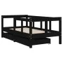 Kinderbettgestell mit Schubladen aus schwarzem Kiefernholz, 70 x 140 cm von vidaXL, Kinderbetten und Betten für Kinder - Ref:...