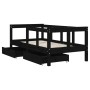 Children's bed frame with black pine wood drawers 70x140cm by vidaXL, Cribs and beds for children - Ref: Foro24-834413, Price...
