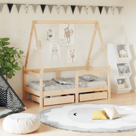 Estructura de cama para niños con cajones madera pino 70x140 cm