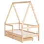 Kinderbettgestell mit Schubladen aus Zirbenholz 70x140 cm von vidaXL, Kinderbetten und Betten für Kinder - Ref: Foro24-834471...