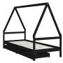 Estructura de cama niños con cajones madera pino negro 90x200cm de vidaXL, Cunas y camas para niños - Ref: Foro24-834470, Pre...