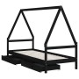 Children's bed frame with black pine wood drawers 90x200cm by vidaXL, Cribs and beds for children - Ref: Foro24-834470, Price...