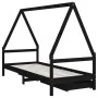 Estructura de cama niños con cajones madera pino negro 90x200cm de vidaXL, Cunas y camas para niños - Ref: Foro24-834470, Pre...