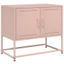 Mueble para TV de acero rosa 68,5x39x60,5 cm