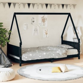 Estructura de cama para niños madera de pino negro 90x200 cm