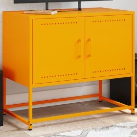 Mueble para TV de acero amarillo mostaza 68,5x39x60,5 cm