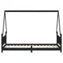 Black pine wood children's bed frame 90x200 cm by vidaXL, Cribs and beds for children - Ref: Foro24-834500, Price: 150,71 €, ...