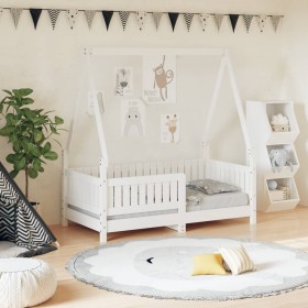 Estructura de cama para niños madera de pino blanco 70x140 cm