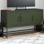 Mueble para TV de acero verde oliva 100,5x39x60,5 cm