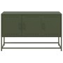 Mueble para TV de acero verde oliva 100,5x39x60,5 cm