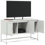 Mueble para TV de acero blanco 100,5x39x60,5 cm
