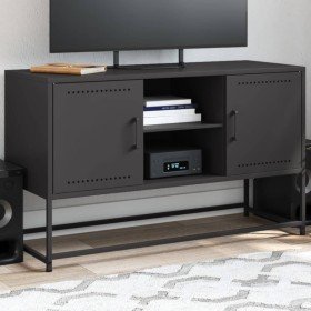 Mueble para TV de acero negro 100,5x39x60,5 cm Mueble para TV de acero negro 100,5x39x60,5 cm