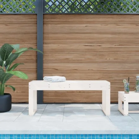 Gartenbank Massives Zirbenholz weiß 110x38x45 cm von vidaXL, Gartenbänke - Ref: Foro24-825094, Preis: 77,44 €, Rabatt: %