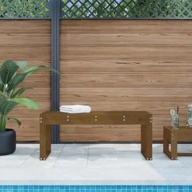 Solid pine wood garden bench in honey brown color, 110x38x45 cm. by vidaXL, garden benches - Ref: Foro24-825096, Price: 80,37...