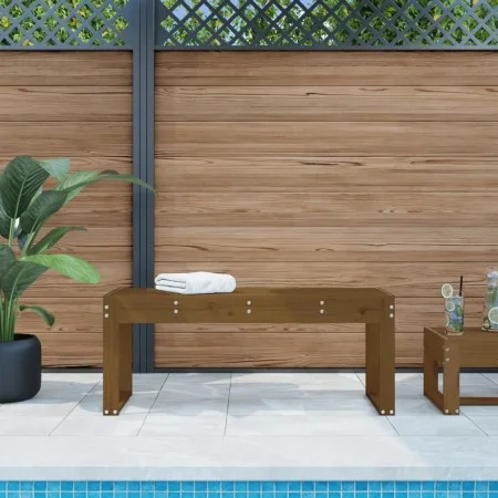 Solid pine wood garden bench in honey brown color, 110x38x45 cm. by vidaXL, garden benches - Ref: Foro24-825096, Price: 80,37...