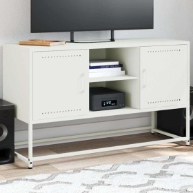 Mueble para TV de acero blanco 100,5x39x60,5 cm Mueble para TV de acero blanco 100,5x39x60,5 cm