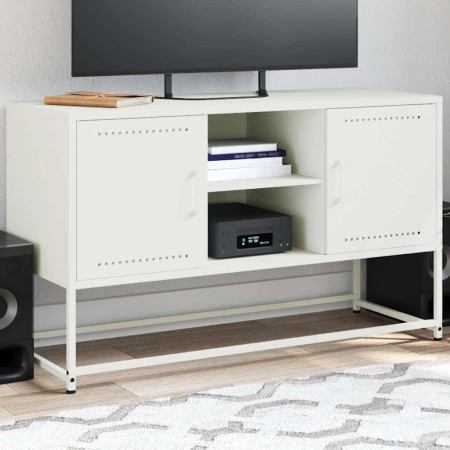 Mueble para TV de acero blanco 100,5x39x60,5 cm