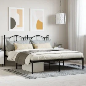 Estructura de cama con cabecero metal negro 160x200 cm de vidaXL, Camas y somieres - Ref: Foro24-353442, Precio: 114,54 €, De...