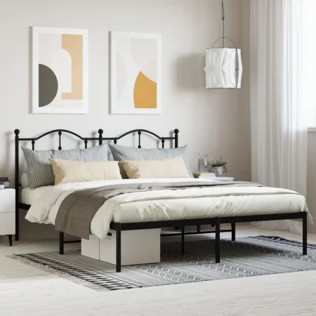 Bettgestell mit schwarzem Metallkopfteil 160x200 cm von vidaXL, Betten und Lattenroste - Ref: Foro24-353442, Preis: 114,54 €,...