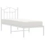 Estructura de cama de metal con cabecero blanco 75x190 cm de vidaXL, Camas y somieres - Ref: Foro24-353478, Precio: 79,11 €, ...