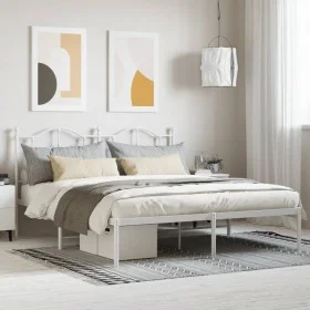 White metal bed frame with headboard 160x200 cm by vidaXL, Beds and slatted bases - Ref: Foro24-353491, Price: 128,42 €, Disc...