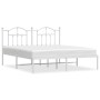 Bettgestell aus weißem Metall mit Kopfteil 160x200 cm von vidaXL, Betten und Lattenroste - Ref: Foro24-353491, Preis: 130,61 ...