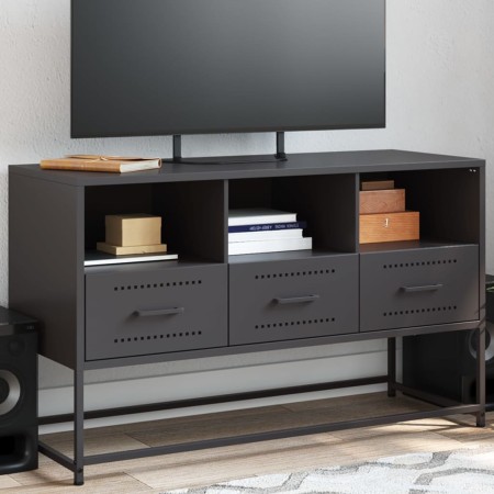 Mueble para TV de acero negro 100,5x39x60,5 cm