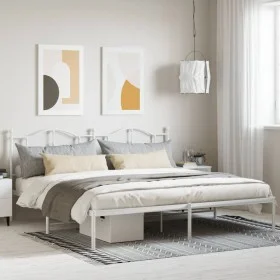 White metal bed frame with headboard 200x200 cm by vidaXL, Beds and slatted bases - Ref: Foro24-353495, Price: 130,32 €, Disc...