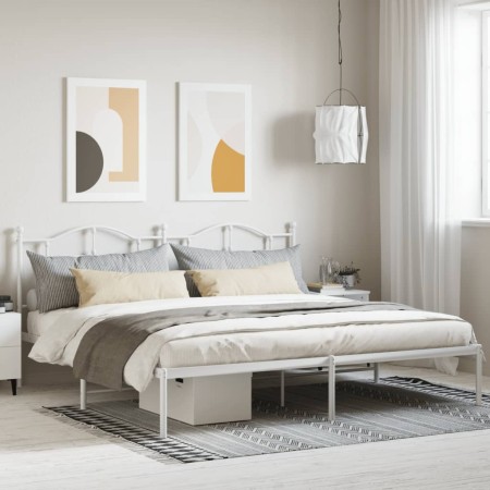 Bettgestell aus weißem Metall mit Kopfteil 200x200 cm von vidaXL, Betten und Lattenroste - Ref: Foro24-353495, Preis: 132,43 ...