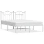 Bettgestell aus Metall mit weißem Kopfteil 150x200 cm von vidaXL, Betten und Lattenroste - Ref: Foro24-353490, Preis: 115,42 ...