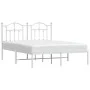 Bettgestell aus Metall mit weißem Kopfteil 150x200 cm von vidaXL, Betten und Lattenroste - Ref: Foro24-353490, Preis: 115,42 ...
