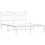 Bettgestell aus Metall mit weißem Kopfteil 150x200 cm von vidaXL, Betten und Lattenroste - Ref: Foro24-353490, Preis: 115,42 ...