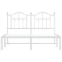 Bettgestell aus Metall mit weißem Kopfteil 150x200 cm von vidaXL, Betten und Lattenroste - Ref: Foro24-353490, Preis: 115,42 ...