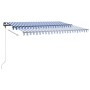 Toldo manual retráctil con LED azul y blanco 450x350 cm